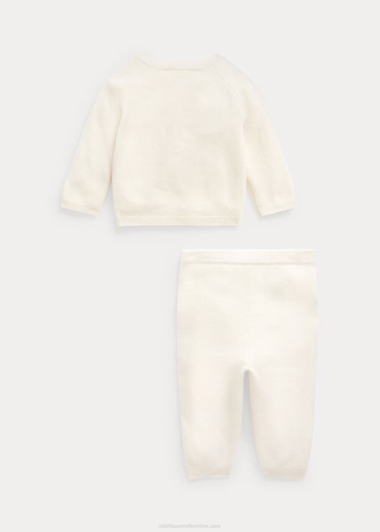 lyserød baby Ralph Lauren bjørne kashmir top & bukser sæt Z426B7799