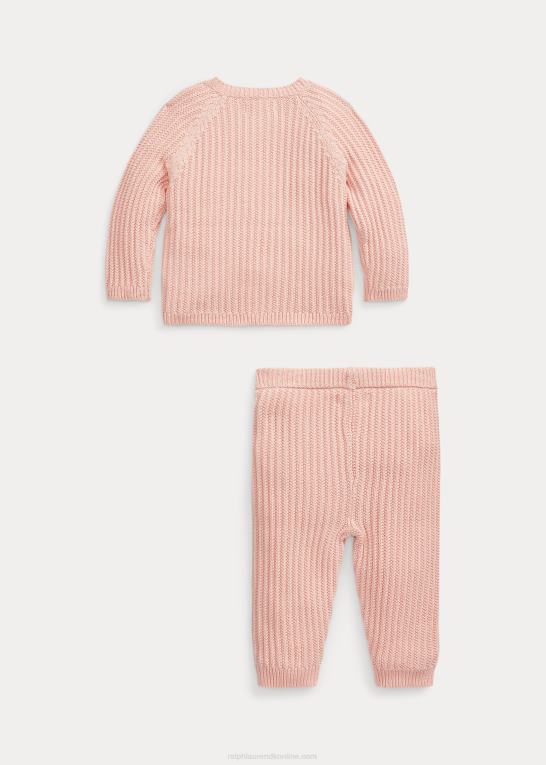 lyserød baby Ralph Lauren bomuldstrøje og buksesæt Z426B7793