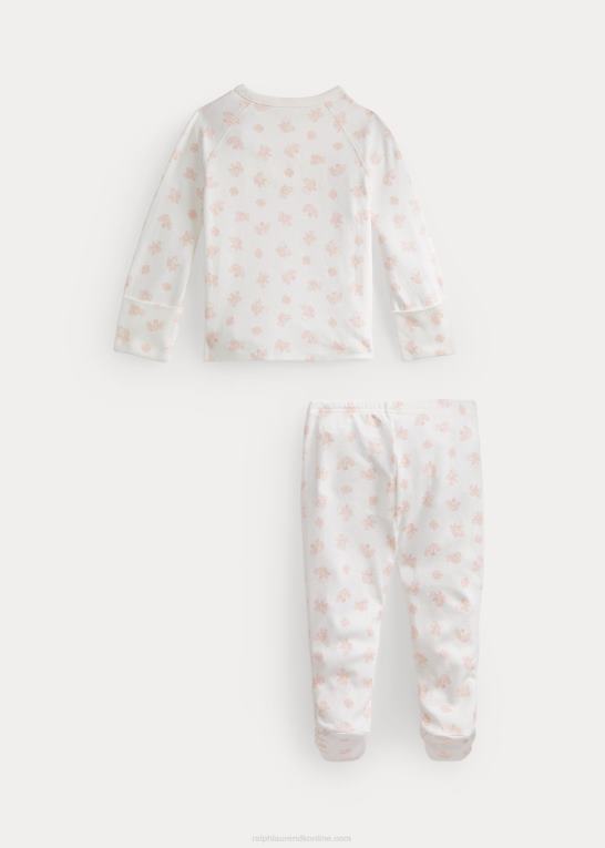 lyserød multi baby Ralph Lauren top og buksesæt i økologisk bomuld med bjørnetryk Z426B7794