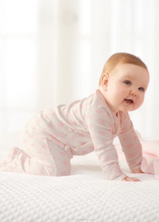 lyserød multi baby Ralph Lauren top og buksesæt i økologisk bomuld med bjørnetryk Z426B7794