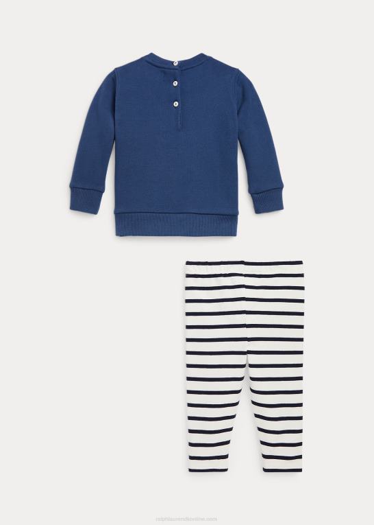 nat navy/hvid multi baby Ralph Lauren polo bear sweatshirt & legging sæt Z426B8205