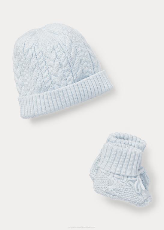 perleblå baby Ralph Lauren bomulds hat & støvletter sæt Z426B8340