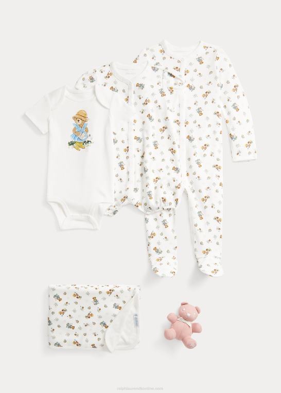 pige havebjørn baby Ralph Lauren gavesæt i 5 dele polobjørn i bomuld Z426B7822