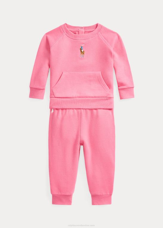 ørken pink baby Ralph Lauren fleece sweatshirt & joggerbuksesæt Z426B8200