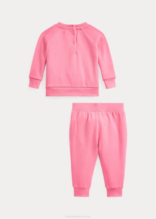 ørken pink baby Ralph Lauren fleece sweatshirt & joggerbuksesæt Z426B8200