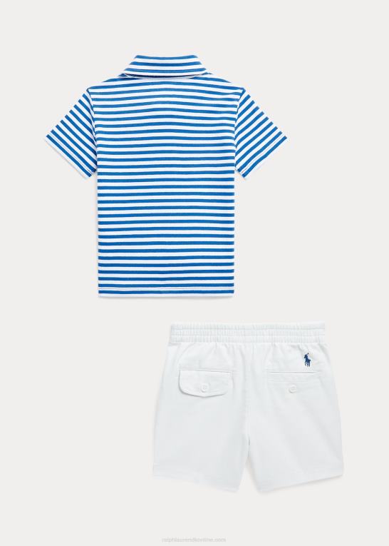 royal navy/hvid baby Ralph Lauren jersey poloshirt & chino kort sæt Z426B7772