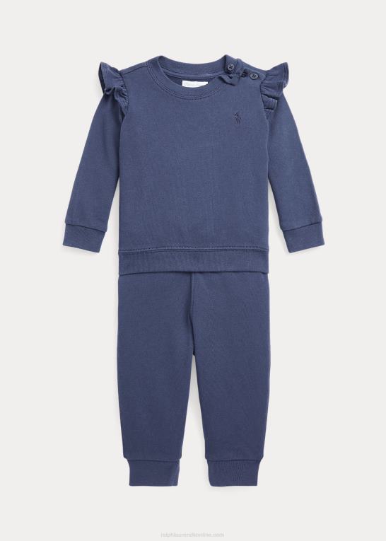 rustik marine baby Ralph Lauren flæsende fransk frotté top & buksesæt Z426B8201