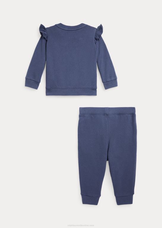rustik marine baby Ralph Lauren flæsende fransk frotté top & buksesæt Z426B8201