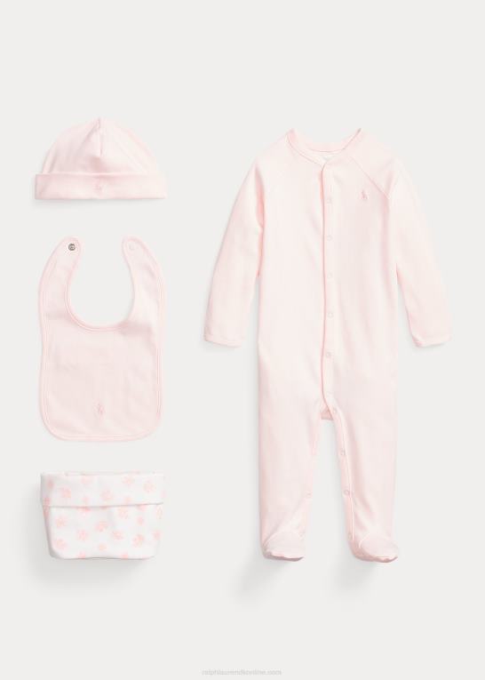 sart lyserød baby Ralph Lauren 4-delt gavesæt i økologisk bomuld Z426B7821