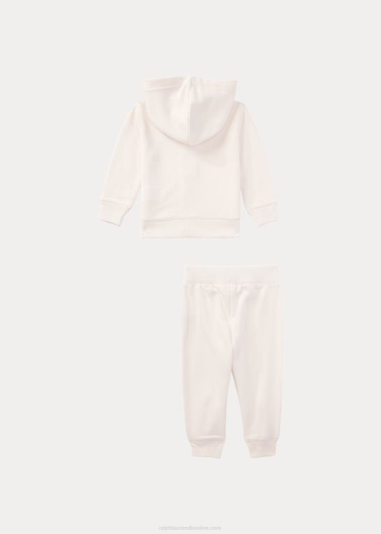 sart lyserød baby Ralph Lauren fransk frotté hættetrøje og bukser sæt Z426B7788