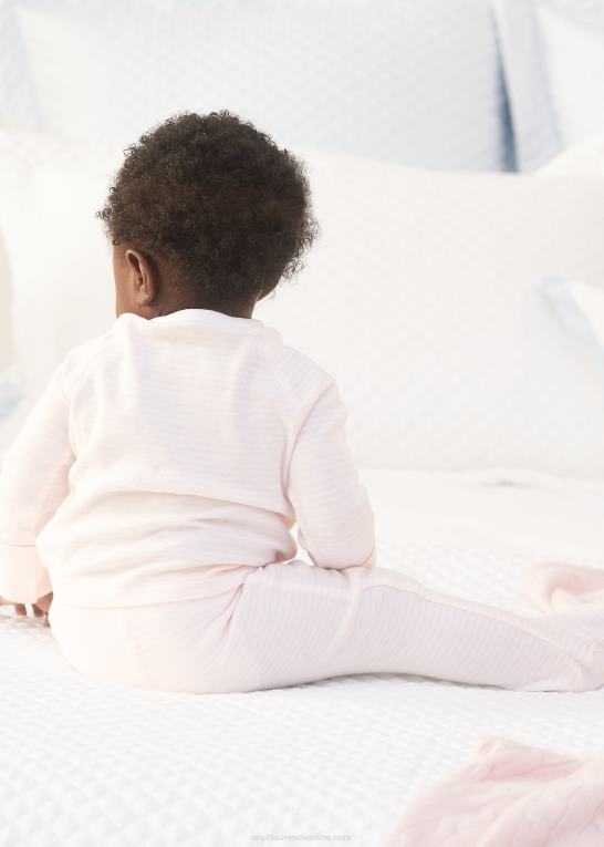 sart pink/hvid baby Ralph Lauren stribet top og buksesæt i økologisk bomuld Z426B7792