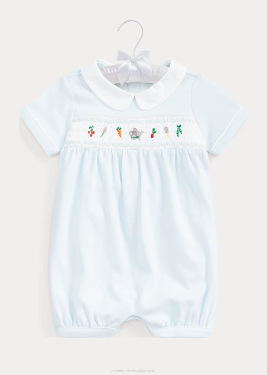 beryl blå baby Ralph Lauren håndsmokket bomuldsboble shorts Z426B7688