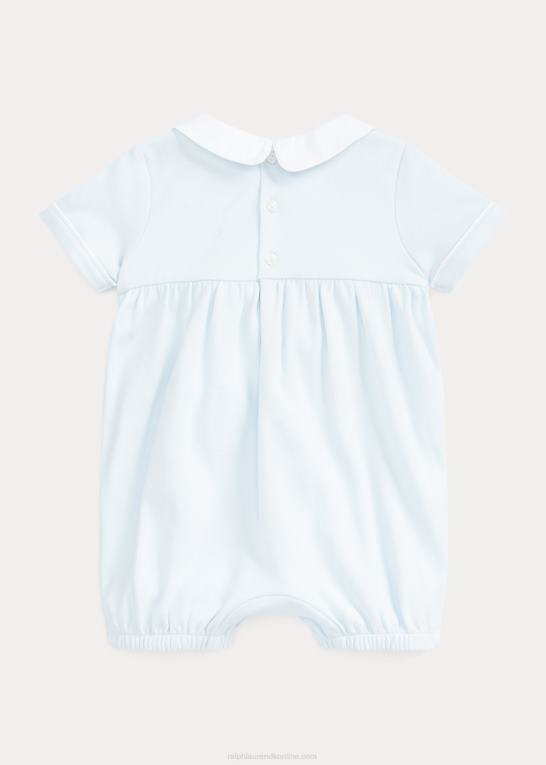 beryl blå baby Ralph Lauren håndsmokket bomuldsboble shorts Z426B7688