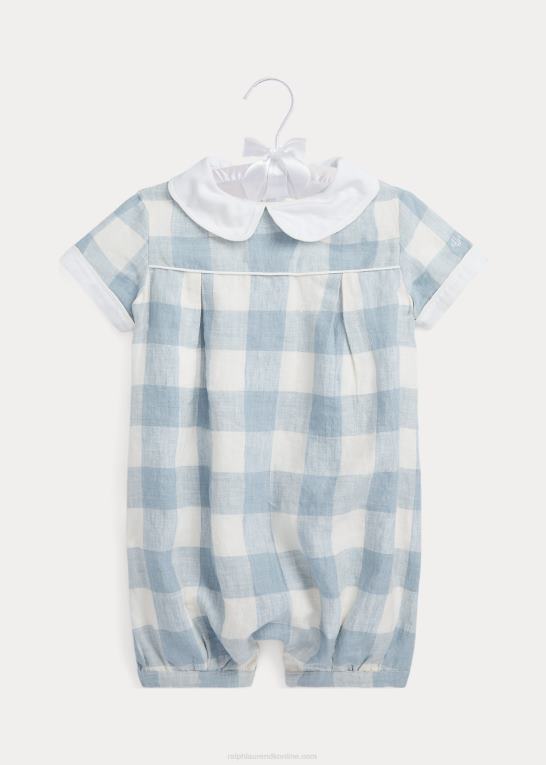 blå gingham baby Ralph Lauren gingham linned boble shortall Z426B7691