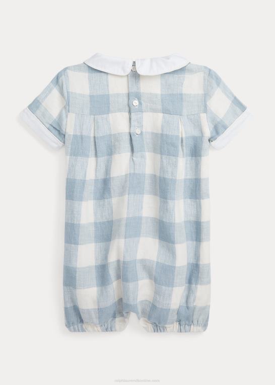 blå gingham baby Ralph Lauren gingham linned boble shortall Z426B7691