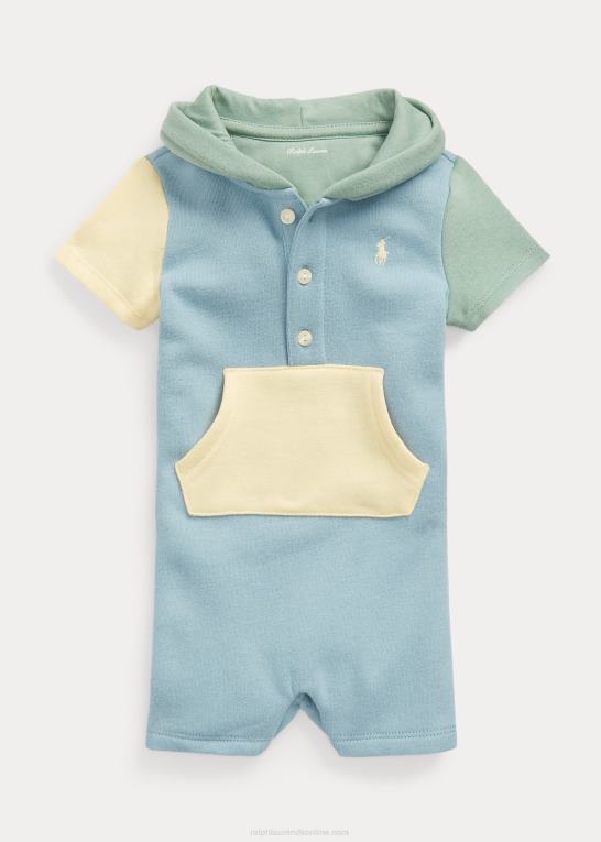 blå note multi baby Ralph Lauren farveblokeret shorts med hætte i fleece Z426B10027