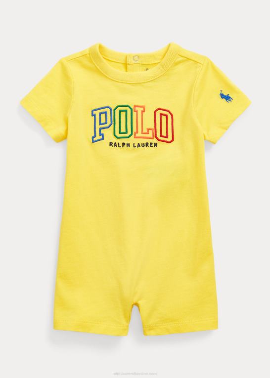 citronknus baby Ralph Lauren shortall i bomuldsjersey med logo Z426B8152