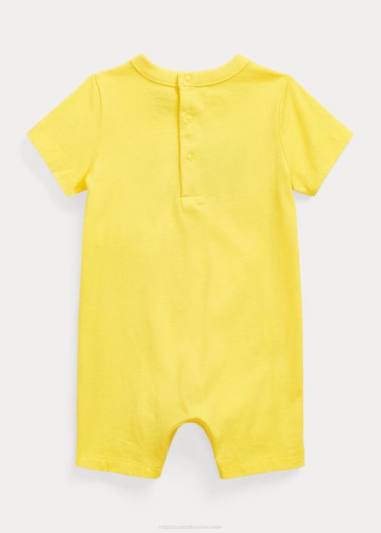 citronknus baby Ralph Lauren shortall i bomuldsjersey med logo Z426B8152