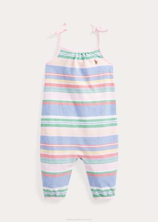 grøn multi baby Ralph Lauren stribet bomulds mesh romper Z426B7692