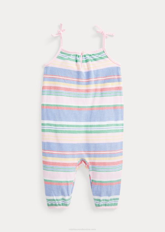 grøn multi baby Ralph Lauren stribet bomulds mesh romper Z426B7692