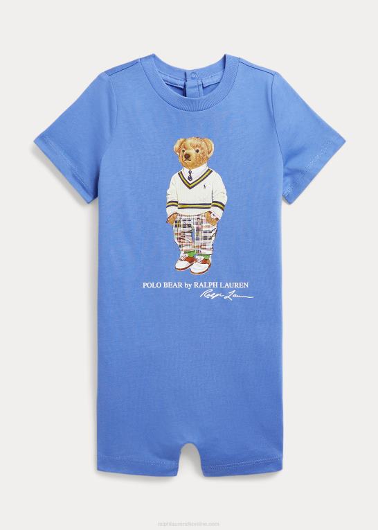 havneø blå baby Ralph Lauren polobjørn shorts i bomuldsjersey Z426B10021