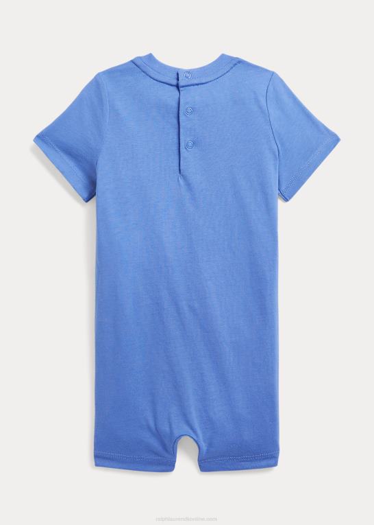 havneø blå baby Ralph Lauren polobjørn shorts i bomuldsjersey Z426B10021