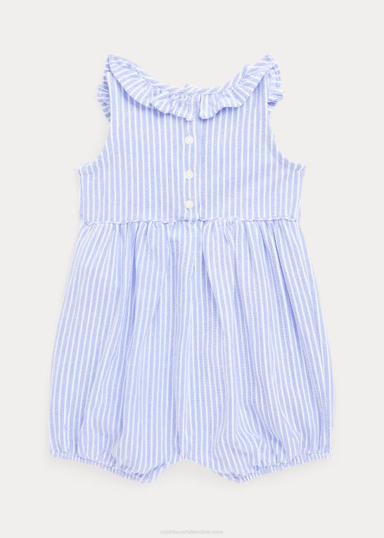 havneø blå baby Ralph Lauren stribet flæsende mesh boble shortall Z426B7677