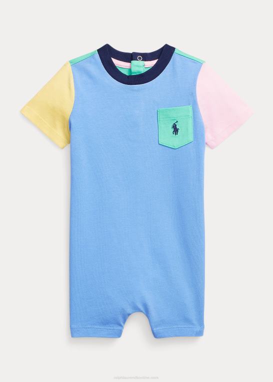havneøen blå multi baby Ralph Lauren shortall i farveblokeret bomuldsjersey Z426B8153