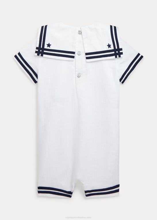 hvid baby Ralph Lauren linned sømand shortall Z426B7689