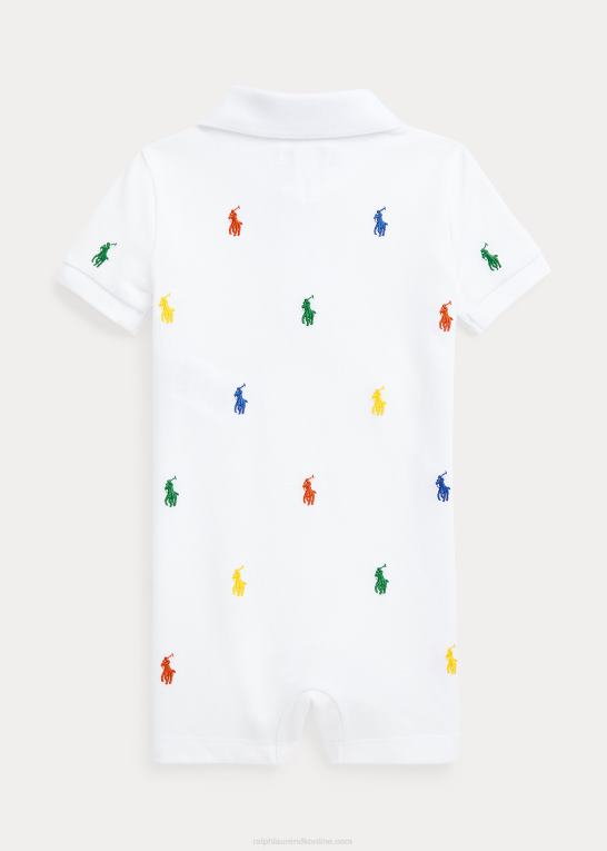 hvid baby Ralph Lauren polo pony bomuld mesh polo shortall Z426B8142
