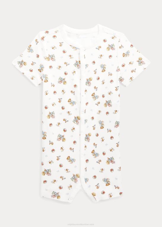 hvid multi baby Ralph Lauren polobjørn bomuldsboble shorts Z426B10018