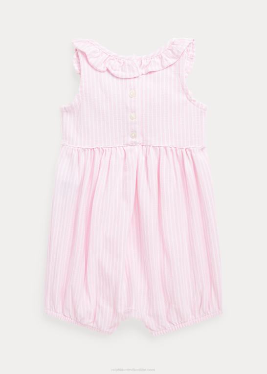karmel pink multi baby Ralph Lauren stribet flæsende mesh boble shortall Z426B7679