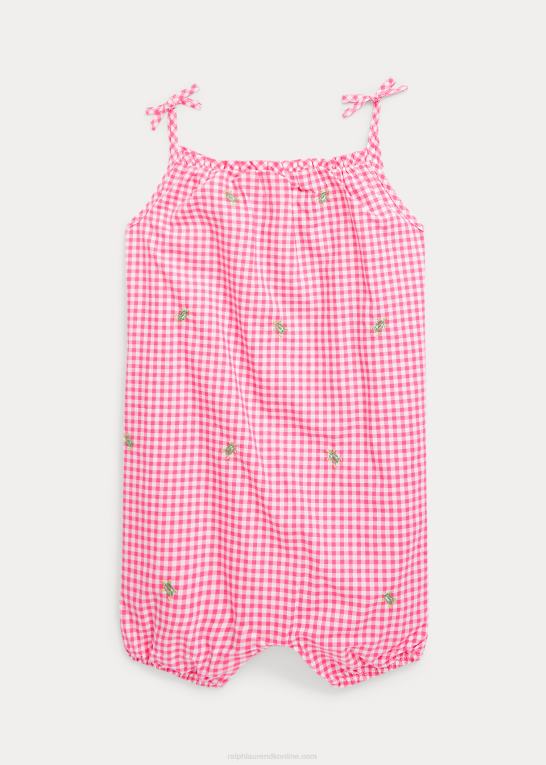 lyserød/hvid baby Ralph Lauren skildpadde bomuld poplin boble shortall Z426B10026