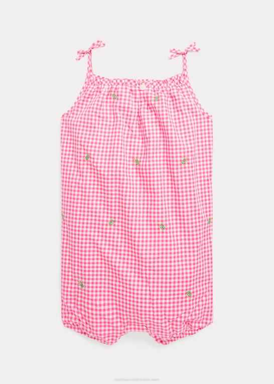 lyserød/hvid baby Ralph Lauren skildpadde bomuld poplin boble shortall Z426B10026