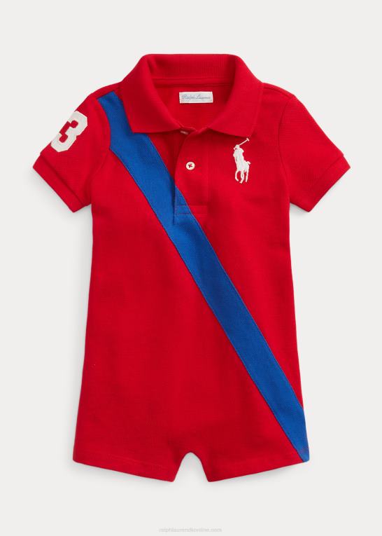 rl 2000 rød/safir stjerne baby Ralph Lauren stor pony bomulds mesh polo shortall Z426B7665
