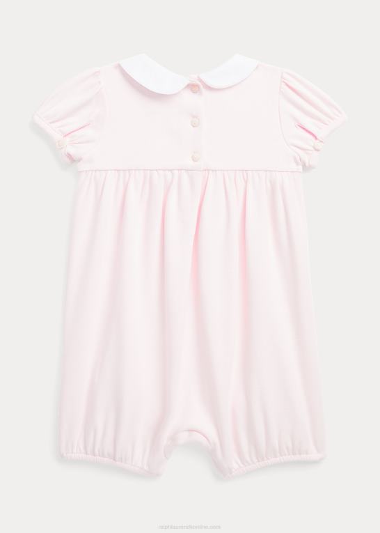 sart lyserød baby Ralph Lauren smocket bomuldsboble shortall Z426B7686