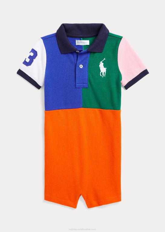 sejlende orange multi baby Ralph Lauren stor pony bomulds mesh polo shortall Z426B8145