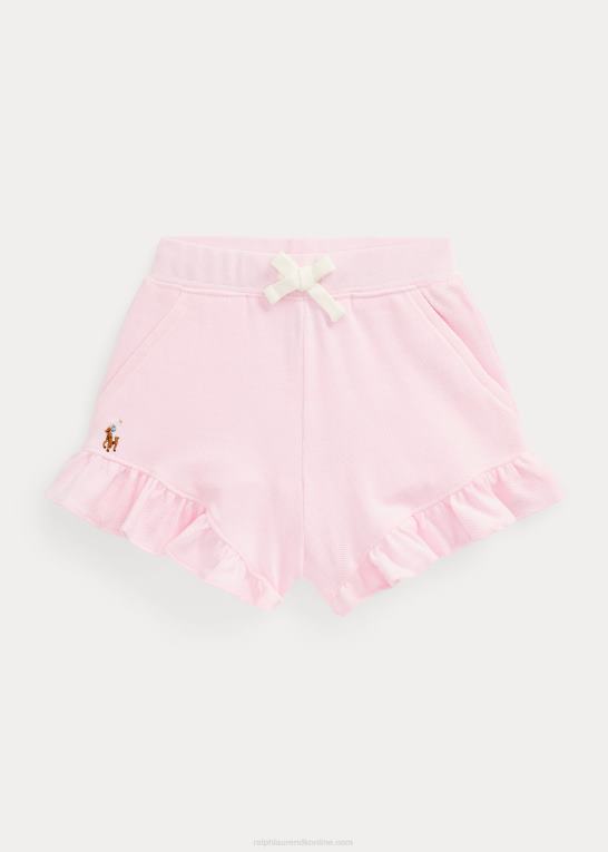 karmel pink baby Ralph Lauren kort bomuldsnet med flæser Z426B7913