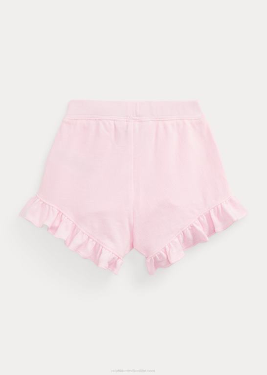 karmel pink baby Ralph Lauren kort bomuldsnet med flæser Z426B7913