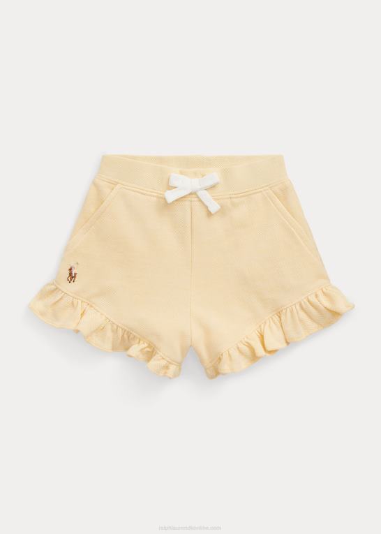 majs gul baby Ralph Lauren kort bomuldsnet med flæser Z426B7912