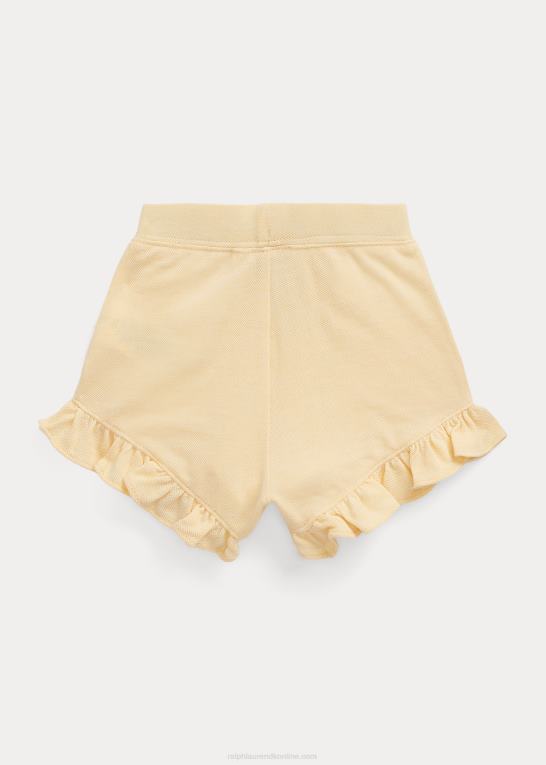 majs gul baby Ralph Lauren kort bomuldsnet med flæser Z426B7912