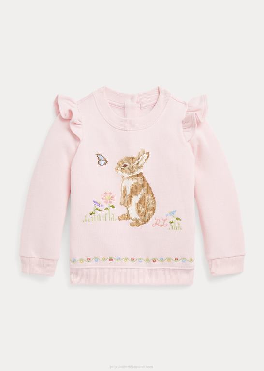 antydning af pink baby Ralph Lauren måne nytår bunny fleece sweatshirt Z426B7979
