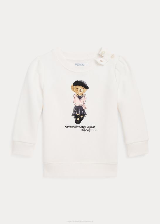 dækvask hvid baby Ralph Lauren polo bear fleece sweatshirt Z426B8300