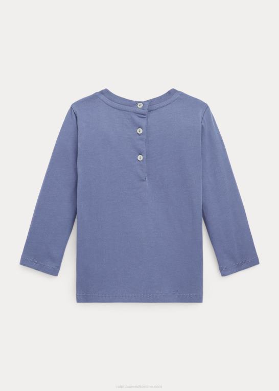 capri blå baby Ralph Lauren langærmet t-shirt i bomuldsjersey Z426B8275