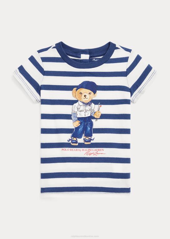 deckwash hvid/navy baby Ralph Lauren polobjørn stribet bomuldstrøje Z426B8251