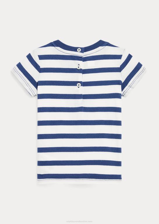 deckwash hvid/navy baby Ralph Lauren polobjørn stribet bomuldstrøje Z426B8251