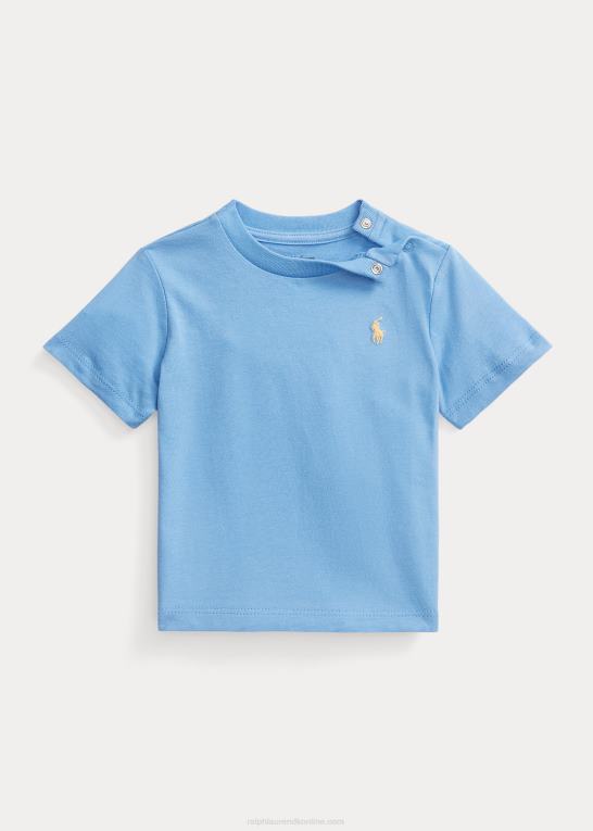 havneø blå baby Ralph Lauren T-shirt med rund hals i bomuldsjersey Z426B8264