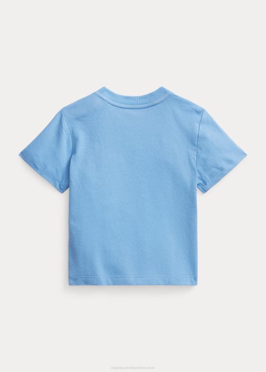 havneø blå baby Ralph Lauren T-shirt med rund hals i bomuldsjersey Z426B8264