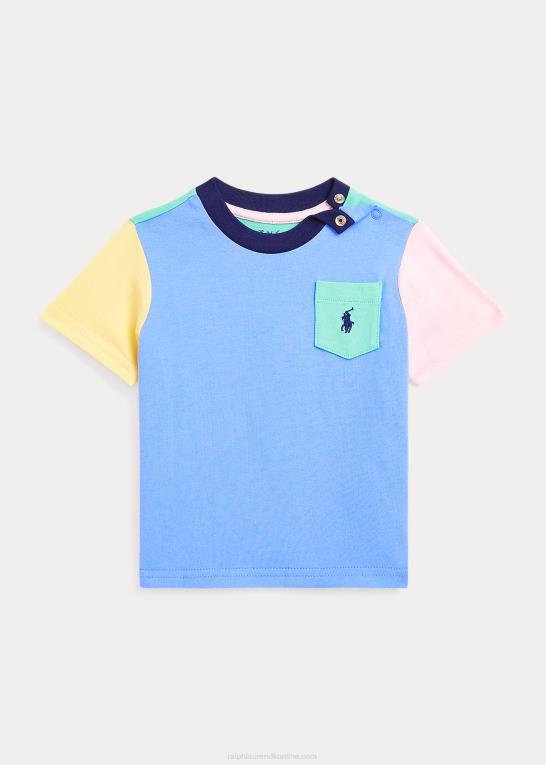 havneøen blå multi baby Ralph Lauren farveblokeret lommet-shirt i bomuld Z426B8274