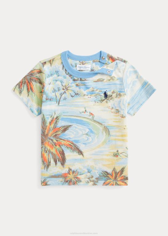 hawaiiansk strandbasar baby Ralph Lauren T-shirt i bomuldsjersey med tropisk tryk Z426B7882